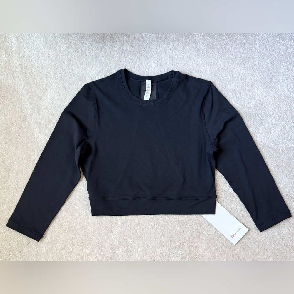 Lululemon Short Stop LS Pullover Mesh back Top Shirt - Black - Size 10 - NWT